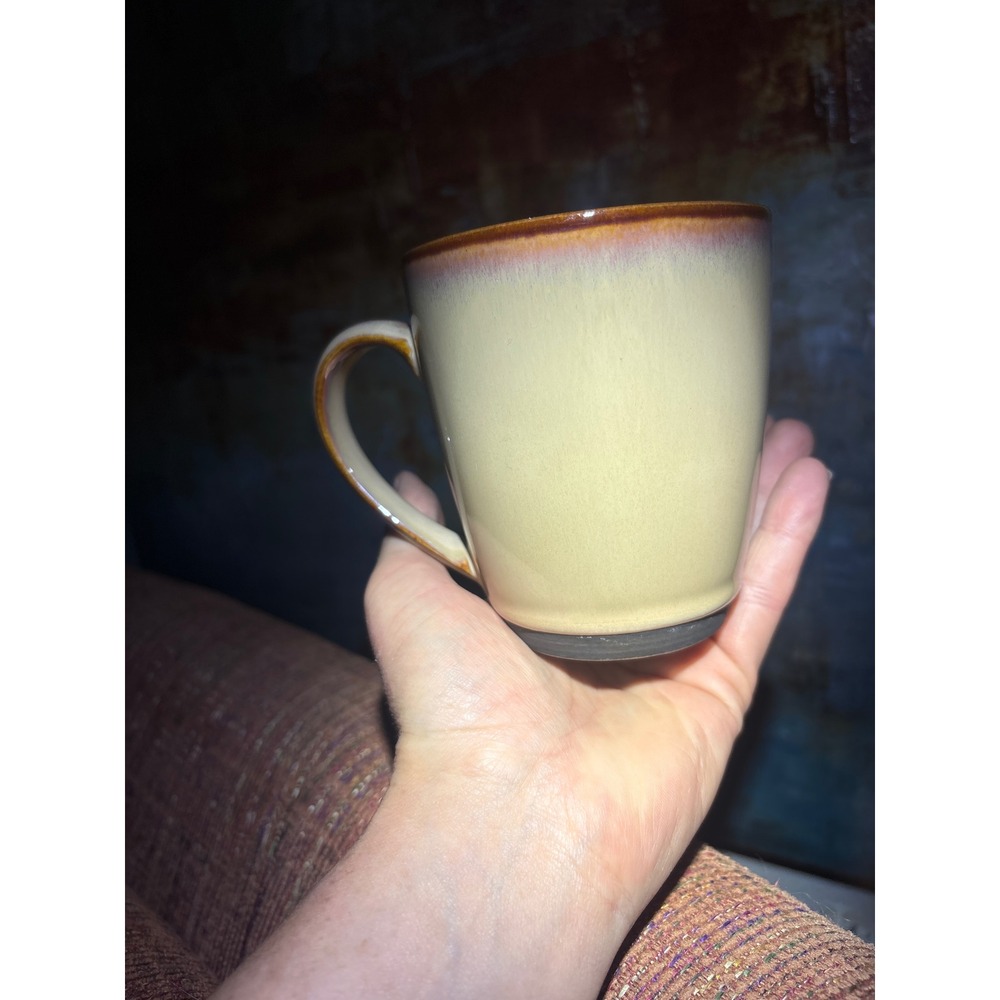 Sango Nova Brown 4933 Stoneware Coffee Mug Reactive Glaze Tan Brown 12oz